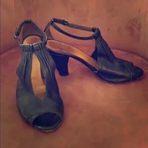 Black leather Coclico t-strap heels